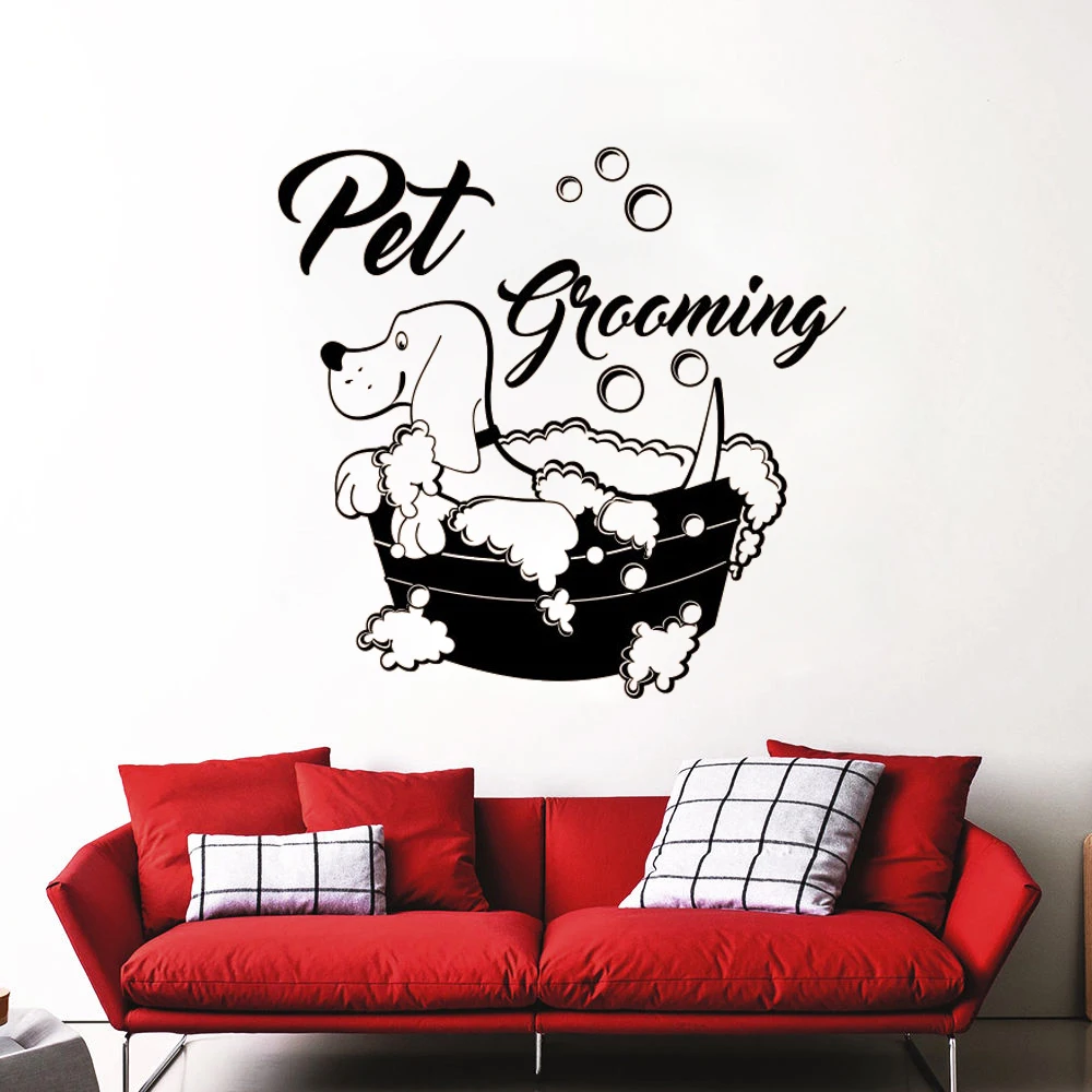 

Pet Grooming Salon Vinyl Wall Decals Dog Pet Shop Livingroom Decor Murals Gift For Groomer & Dog Lover Stickers DW13749