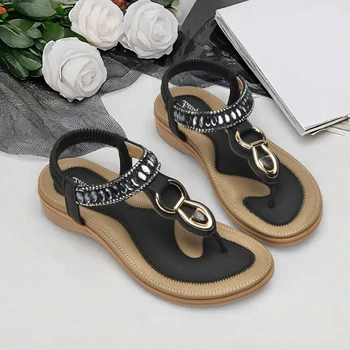 Womens T-Strap Flip Flop Thong Sandals Beach Shoes for Women Comfortable Summer Dressy Flat Sandals 1