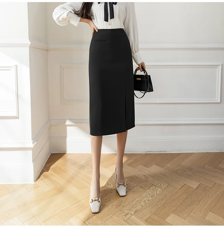 Faldas Mujer Moda 2022 Skirts Womens Office Ladies Black Pencil Skirt High Waist Women Skirt Sexy Side Split Summer Skirt jean skirt