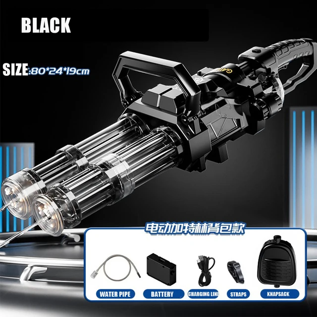 Summer New Electric continuous water gun Gatling model toy Automatic sensor flame lighting effect water gun with water bottle 5