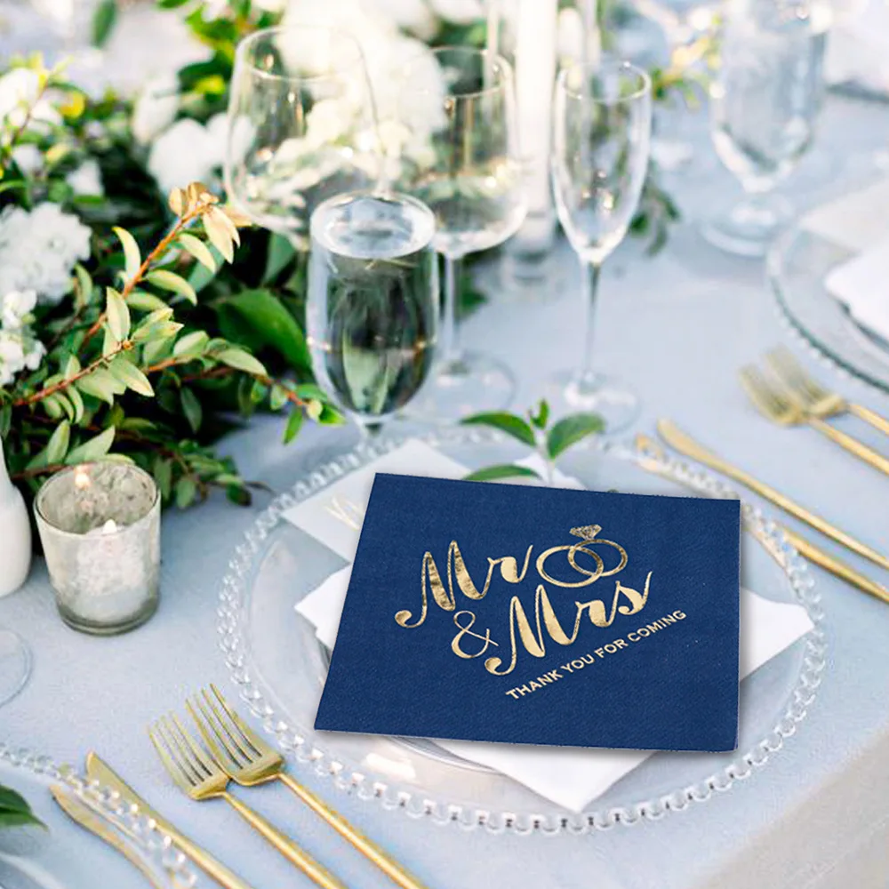 100PCS Mr&Mrs Wedding Paper Napkins Disposable 3-PLY 10inch disposable tableware paper napkins