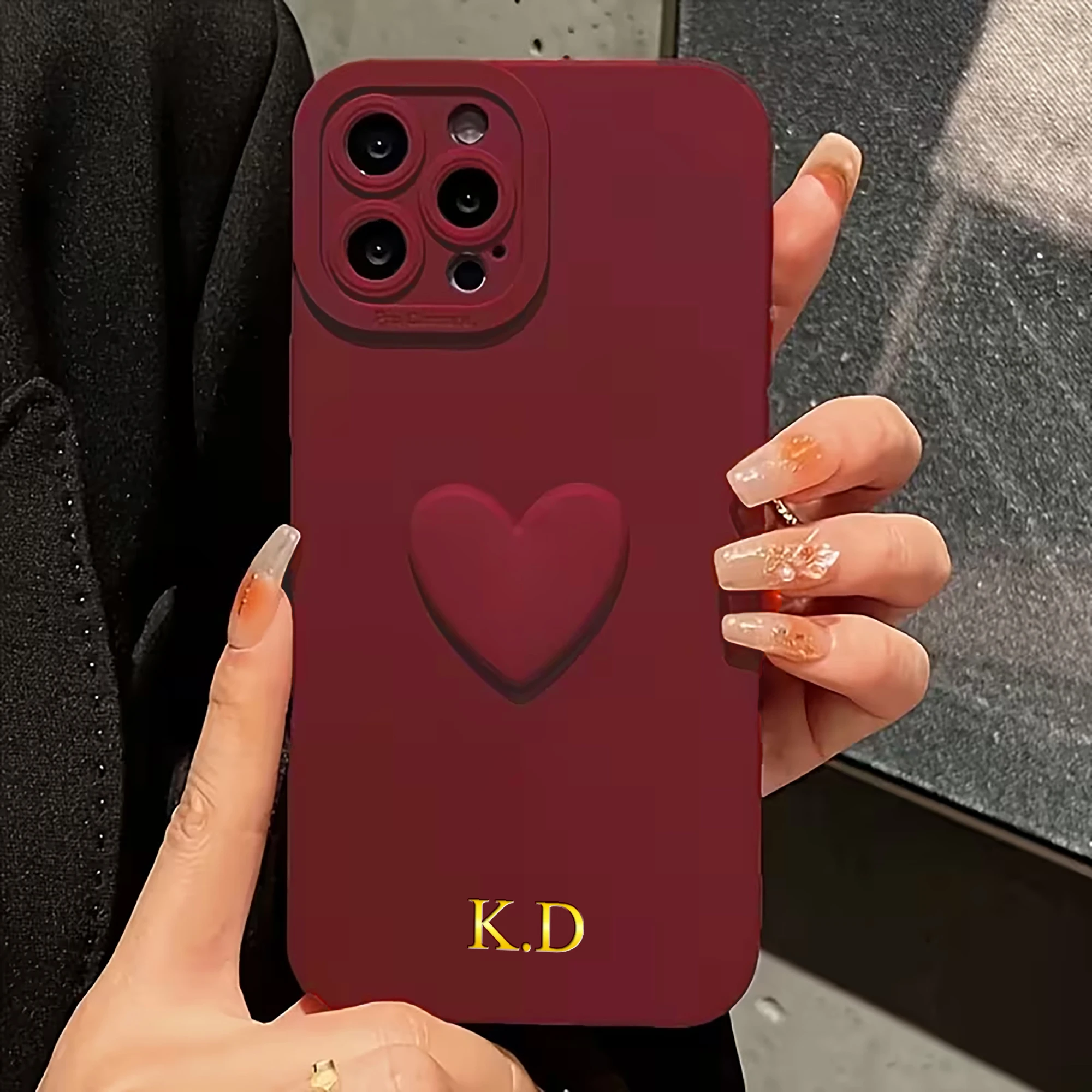 Personalized Stylish Custom Name Acrylic Heart TPU Case for iPhone thumbnail 2