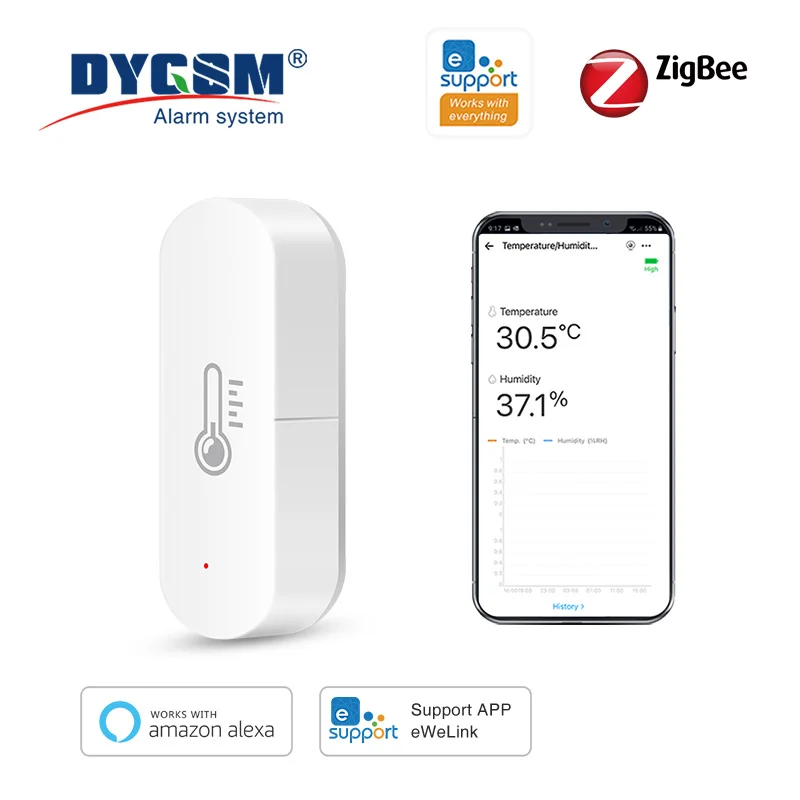 Ewelink ZigBee Smart Temperature Humidity Sensor Battery Powered APP Control Thermometer Hygrometer Controller For Alexa Google