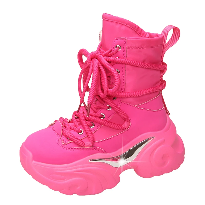 

Женские ботильоны, Осенняя обувь на массивной подошве, женские дышащие кроссовки на высокой платформе, на толстой подошве 7,5 см, мотоциклетные ботинки на танкетке, зимние ботинки