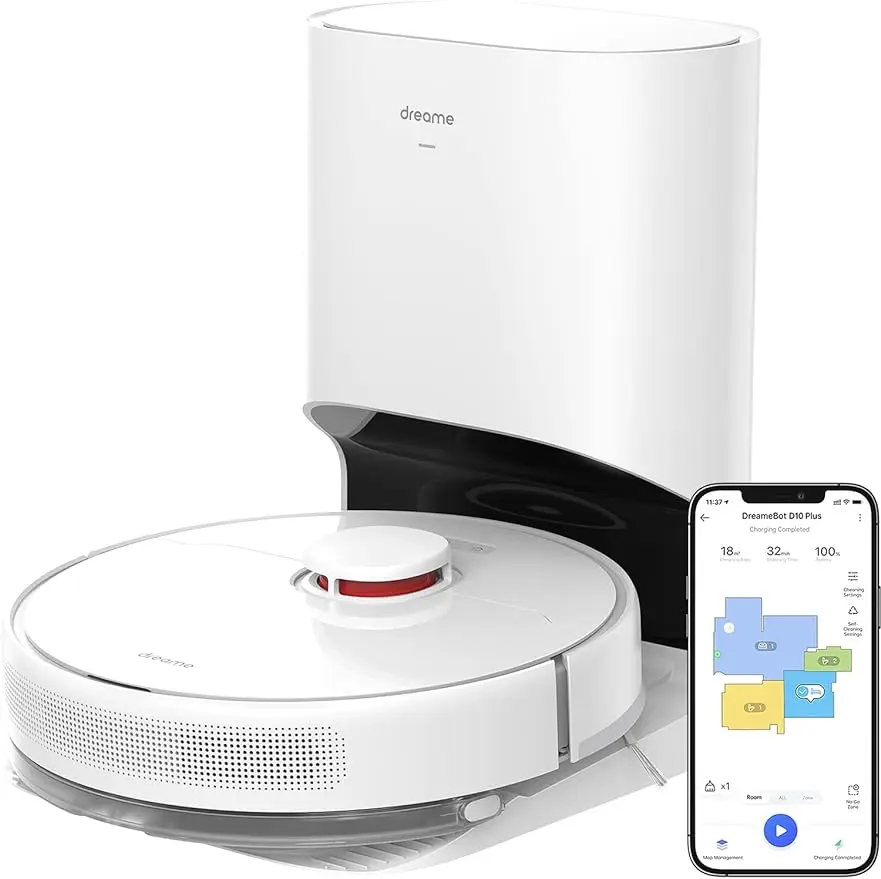 

Робот-пылесос и Швабра Dreametech D10 Plus с самоопорожняющейся основой, 45 дней уборки, Роботизированный пылесос с всасыванием 4000 Па