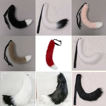 Coda di Animale in Peluche Lunga per Cosplay Comic-Con, Accessori per Feste, Costume da Gatta, Coda di Volpe Soffice e Realistica