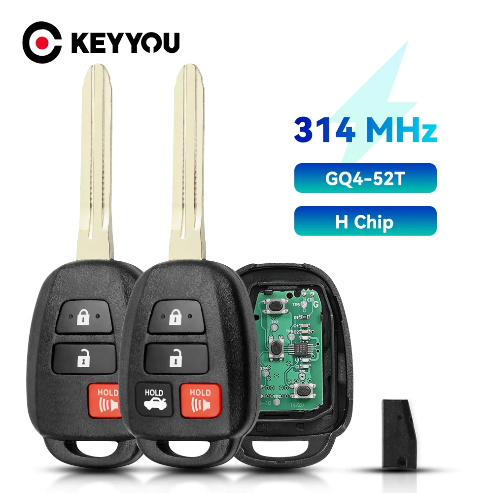 

KEYYOU Remote Control Car Key for Toyota RAV4 Highlander Sequoia Tundra Tacoma Fob 3 4 Buttons 314MHz /315mhz H Chip GQ4-52T