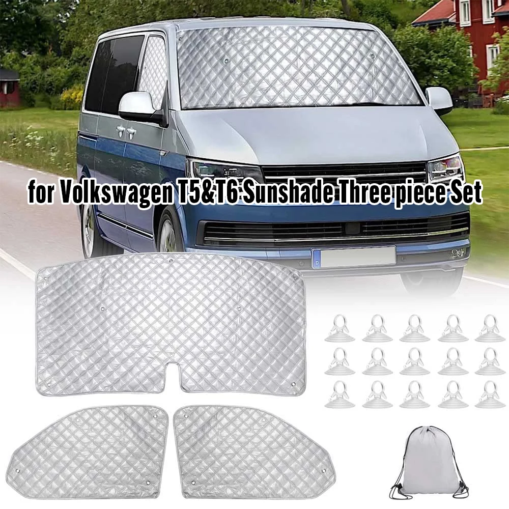 Interne thermische Jalousie Fenster abdeckung Set Sonnenschutz Windschutz scheibe Windschutz scheibe Sonnenschutz Set für vw t5 t6 3St