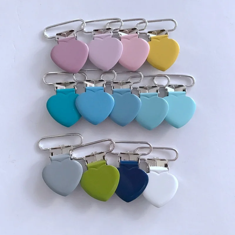 

5pcs Metal Peach Heart 25mm Suspender Braces Clips Holder Plastic Teeth Metal Pacifier Clips DIY Jewelry Making