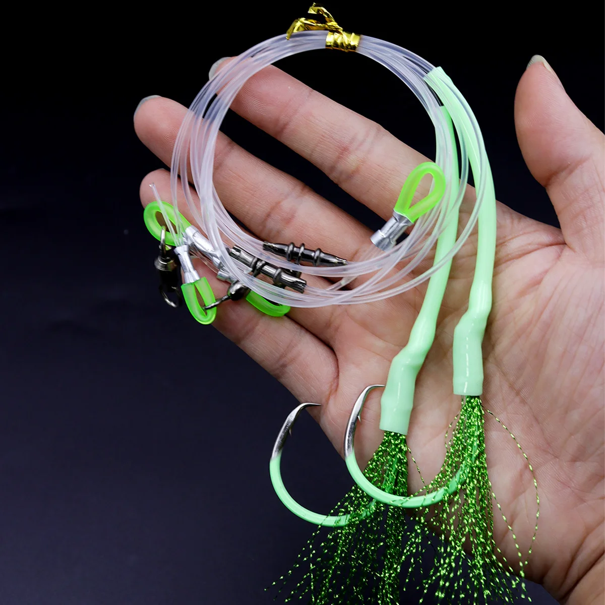 Montage Mer Profonde pour Morue avec Hameçon Circulaire Lumineux - Pêche en Mer Résistante