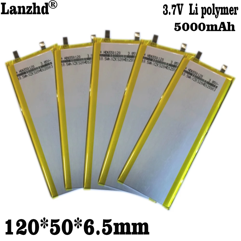

1-15pcs 6550120 3.7V 5000mAh Rechargeable li Polymer Li-ion Battery For Mobile power LED light source for medical products MP4