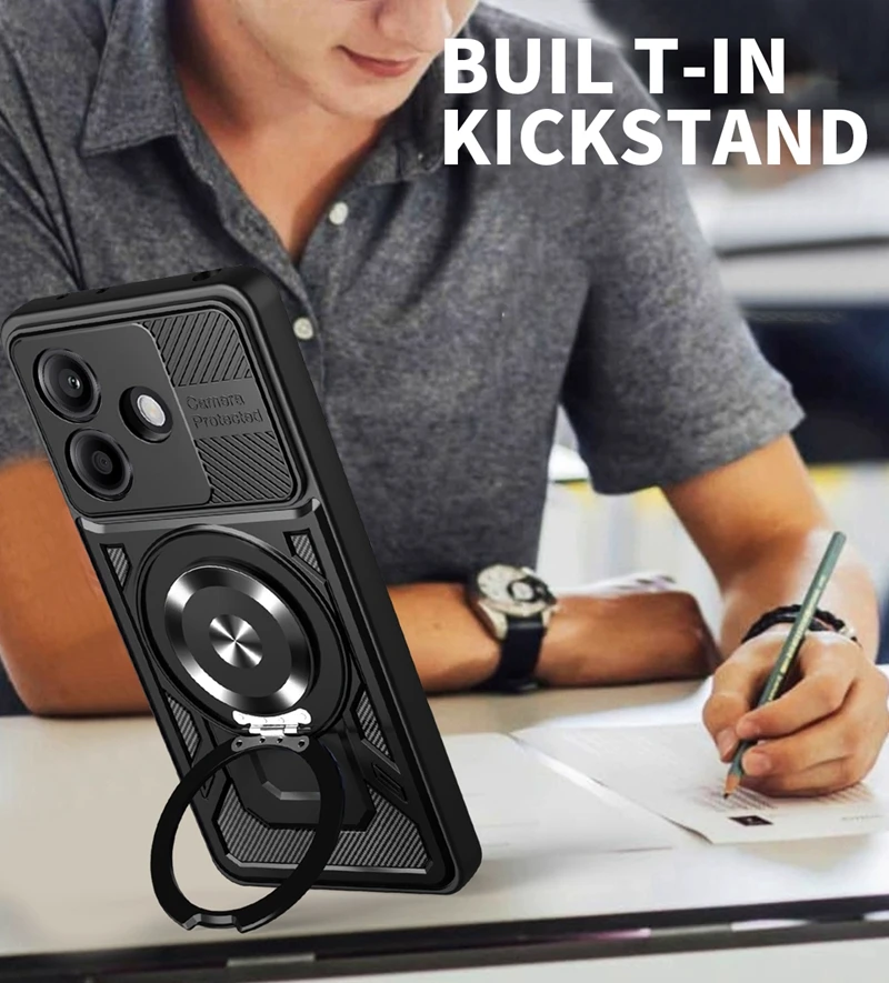 Shockproof Armor Magnetic Ring Stand Phone Case with Magsafe Wireless Charging Compatibility
