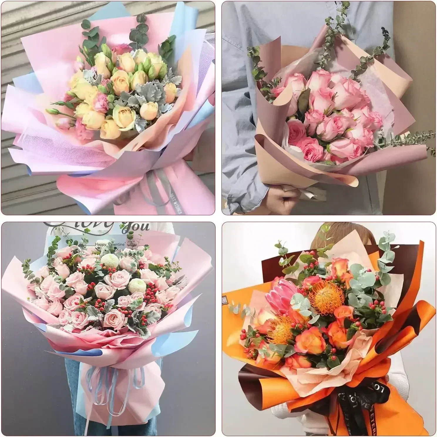 10Pcs 50*66cm Tissue Paper Flower Bouquet Wrapping  For Florist Wedding Birthday Party Gift Packing Decor DIY Crafts