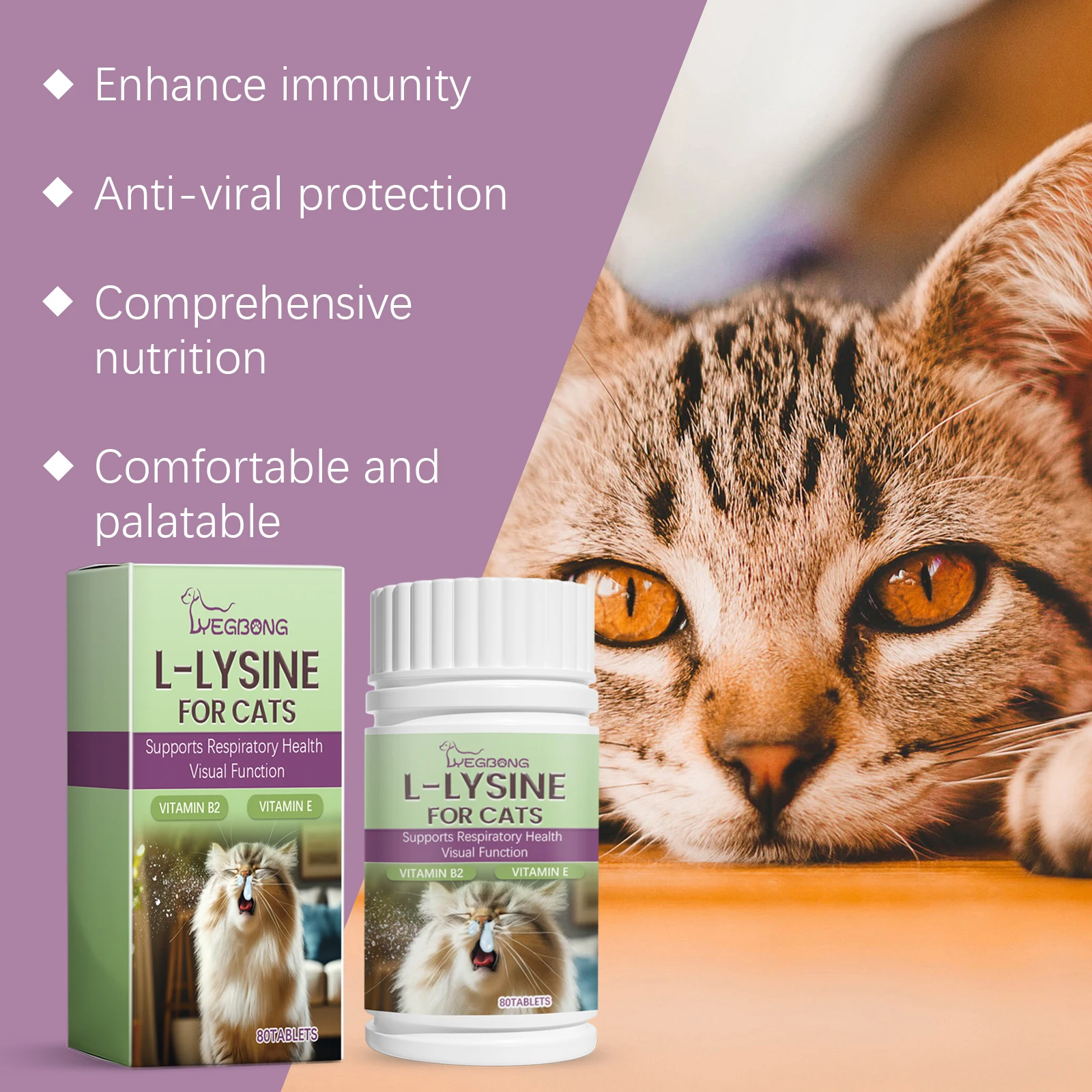 Feline L-lysine tablets For Cats Tablet To Enhance The Immunity Of Pet Cats,Keep Cats In Good Health Natural Ingredients