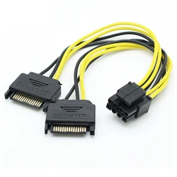 Enhanced Graphics Card Power Adapter Cable - SATA to 8-Pin for High-Performance Mining (8pin to 2 sata)