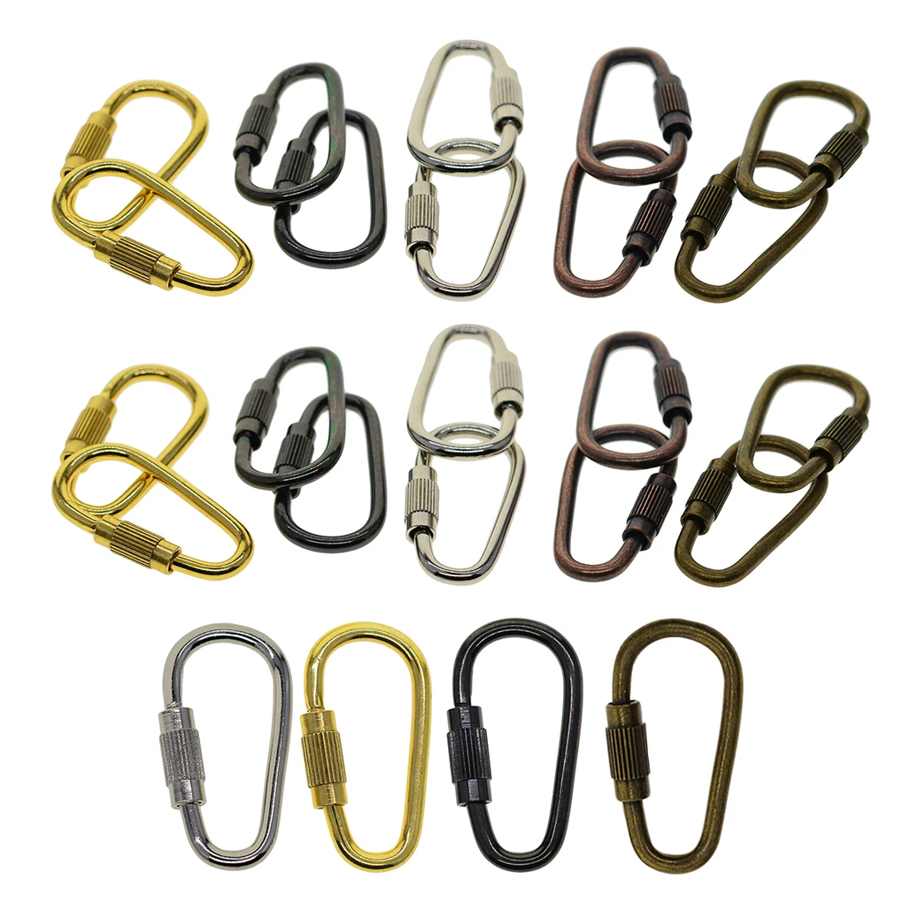 Pack of 24 Metal D Ring Locking Carabiner Keychain Mini Hooks Backpack Climbing Clips Keyring Sports Hiking Black