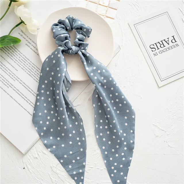 New Floral Print Scrunchies Chiffon Bow Elastic Hair Bands Women Hair Ties Rubber Bands Ponytail Scarf Fashion Hair Accessories 5