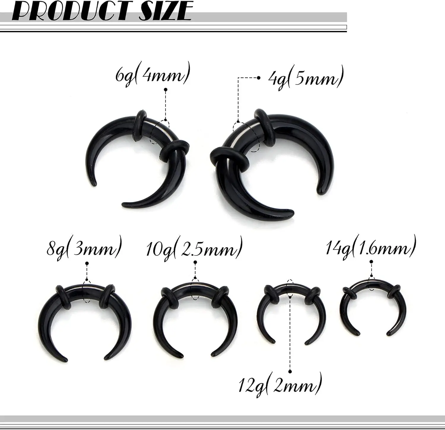 FASACCO 1pc Pincher Taper Septum Ring C-Shape Buffalo Acrylic Stretcher  Expander Black Nose Septum Rings for Stretching Pierced - AliExpress