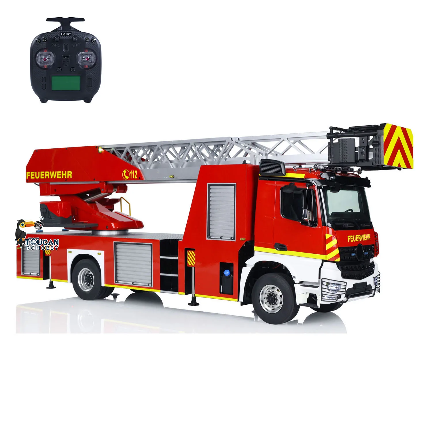 1/14 4X2 RC Fire Truck Metal Chassis Electric Lift Ladder Car ST8 Radio 2Speed Sound Light Painted Finished Vehicle Toy for Boys 2