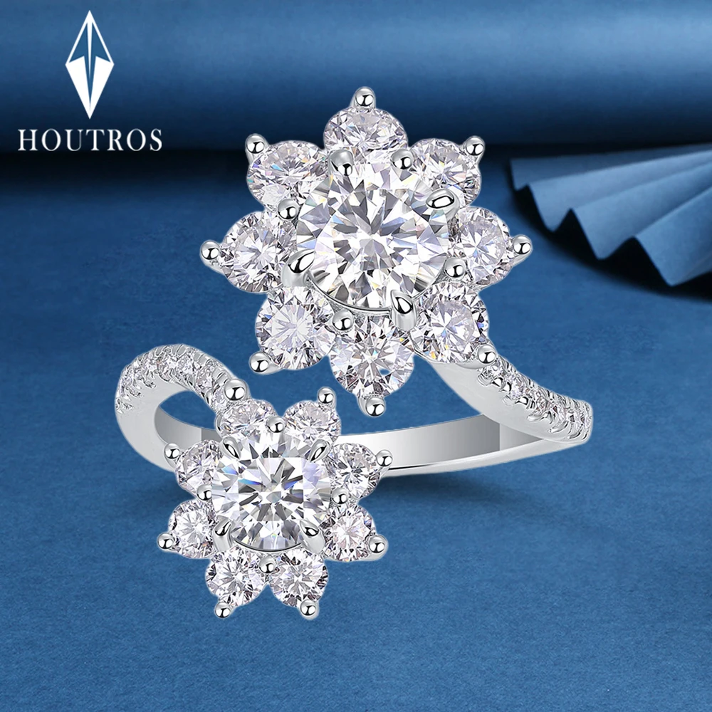 Sunflower Full Moissanite Engagement Rings For Women 925 Sterling ...