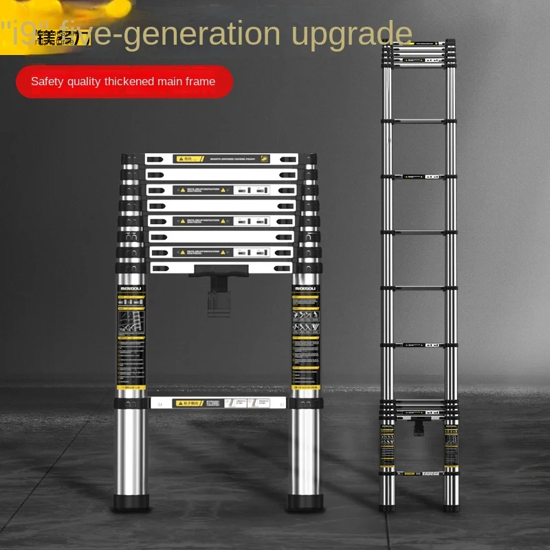 Wyj Retractable Ladder Household Folding Portable Ladder Engineering Lifting Thickened Straight Ladder Climbing