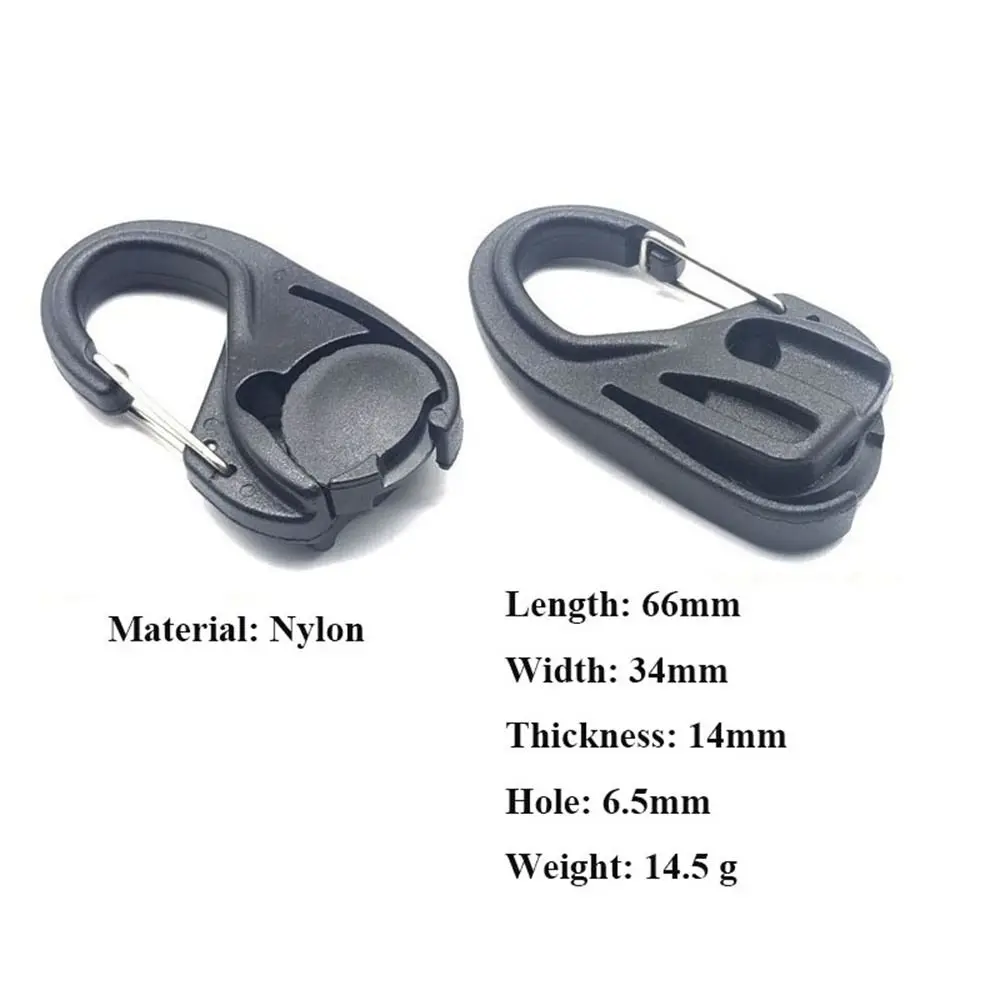 1/2/5pcs New Without Knotting Rope Tightener Black 66*34mm Hanging Rope Hook Cast Hooks Outdoor Tools rope tightener hook