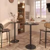Bistro Pub Table Round Bar Height Cocktail Table Metal Base MDF Top Obsidian Table with Black Leg 23.8-Inch Top 2