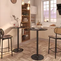 Bistro Pub Table Round Bar Height Cocktail Table Metal Base MDF Top Obsidian Table with Black Leg 23.8-Inch Top 2
