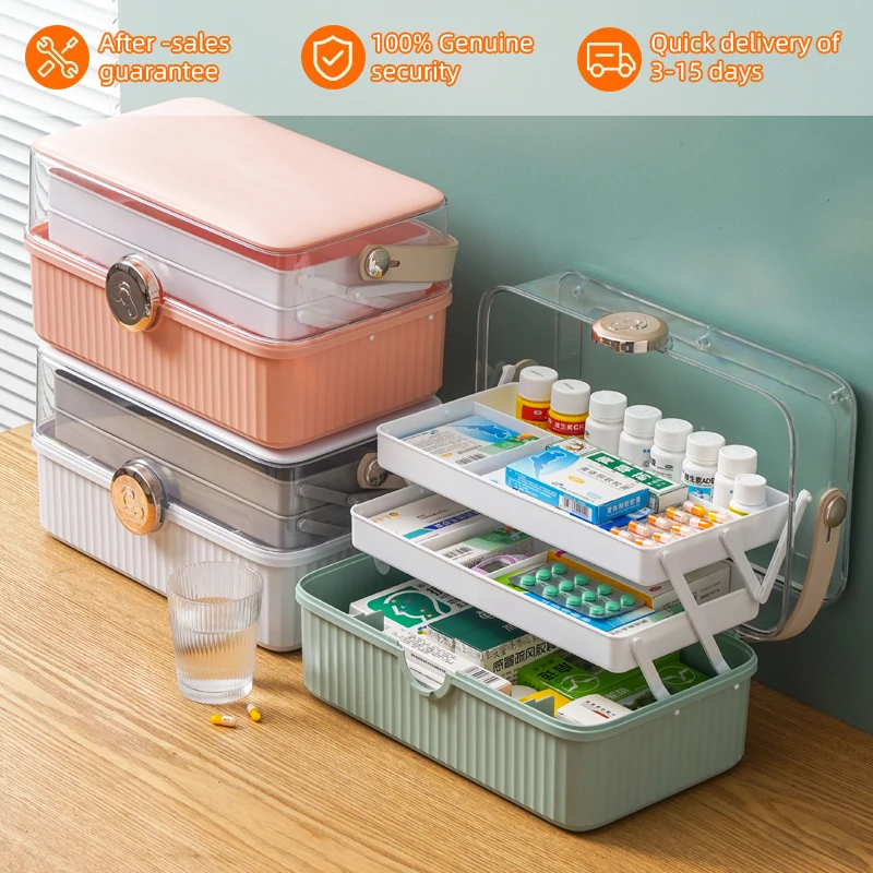 Portable Medicine Storage Box Multi Purpose Medicine Storage Container  Family Emergency Kit Box Home First Aid Kit Storage Case