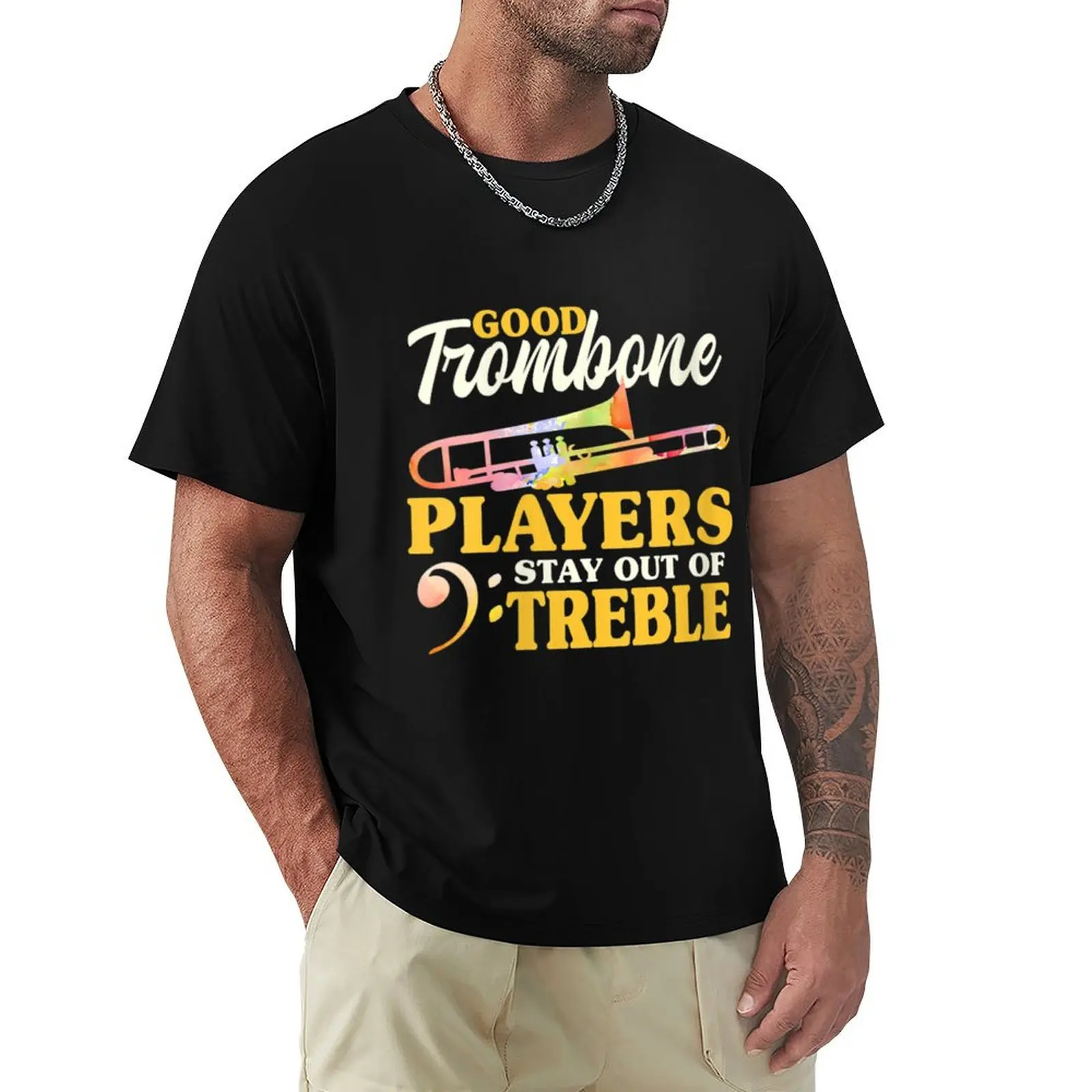 

Womens Good Trombone Players Stay Out Of Treble Musician V-Neck T-Shirt aesthetic clothes tops t shirt men