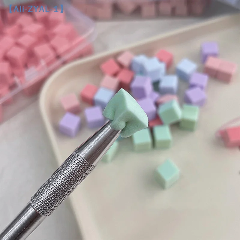 【ZYAL-1】50/100Pcs 스퀘어 네일 아트 스펀지 세트 그라디언트 네일 브러쉬 젤 폴리쉬 디자인 네일 스펀지 그랩 펜 매니큐어 용품