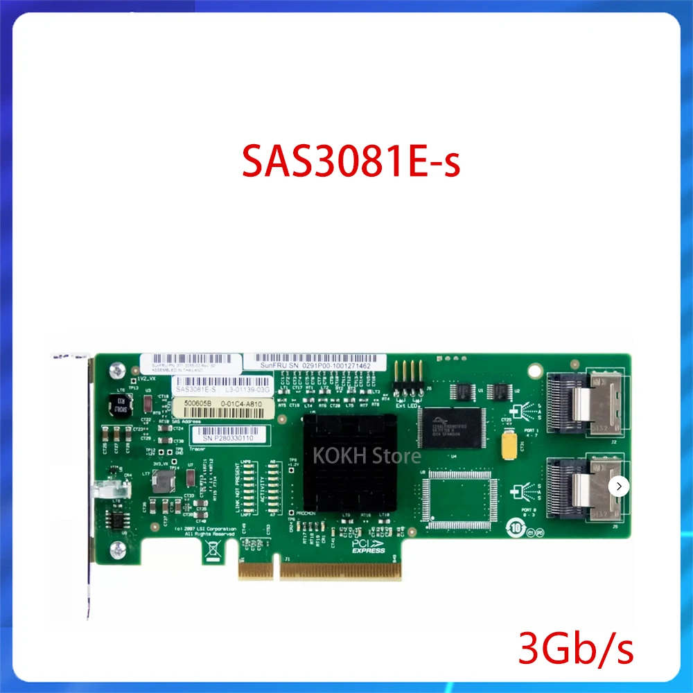 Оригинал для LSI SATA/SAS SAS3081E-S/SAS3081E-R PCI-E 3 Gb/s Raid Card адаптер SATA Array, RAID контроллер