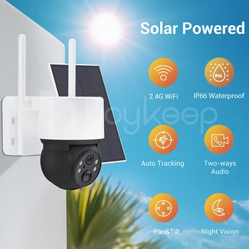 Boykeep Smart Security Camera 3MP HD 360° Rotating Outdoor Bullet Camera Low Power Solar Powered Dual Light Night Vision IP66 1