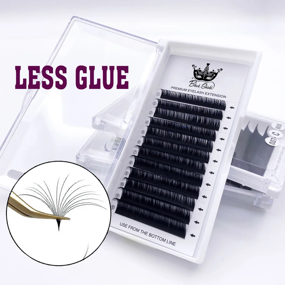 

Fast Easy Fan Volume Lashes Matte Dark Black Faux Mink Mega Individual Eyelashes Blooming Fans Cilios Silk Mink Lashes