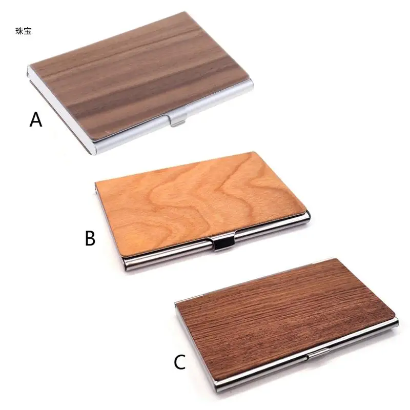 

X5QE Handmade Wood Business Card Holder Pocket Card, Credit for Case