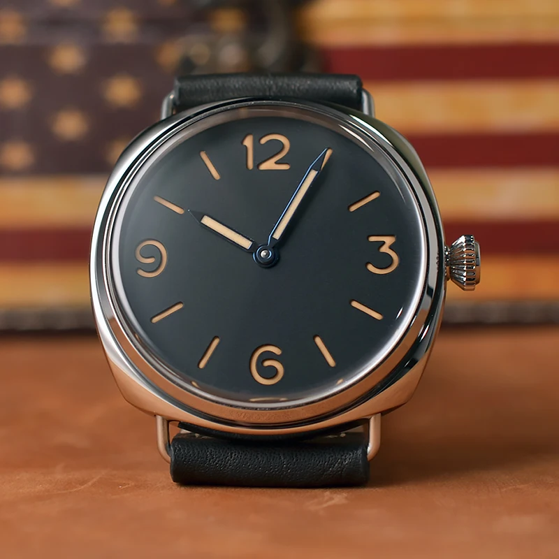 Baltany Retro Sandwich Dial Watch Men Seagull St3600 Movement Hand