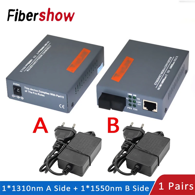 Conversor De Mídia De Fibra Óptica Gigabit, única Porta De Fibra SC, Fonte De Alimentação Externa, Transmissor De Fibra Óptica, HTB-GS-03, 1000Mbps