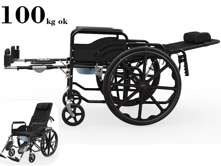 100kg load-bearing folding lightweight Oxford cloth full lying model with toilet wheelchair trolley