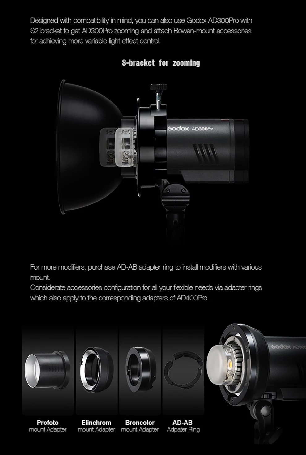 In Stock Godox AD300Pro Outdoor Flash Light 300Ws TTL 2.4G 1/8000 HSS with Batte