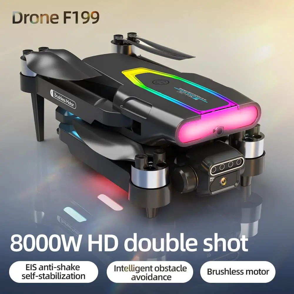 

F199 Drone HD Aerial Photography Two-Axis Steering Gear Brushless Motor Obstacle Avoidance Double Camera Drone Toy Aircraft