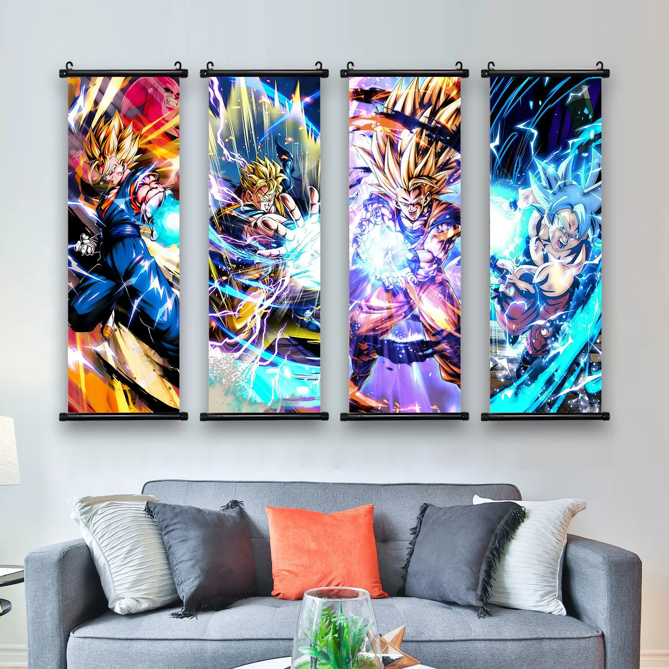 Potištěné plakát anime zeď tahat bál artwork goku obrázky bejīta malba plátna super saiyan závěsný scrolls domácí pokoj  dekorace