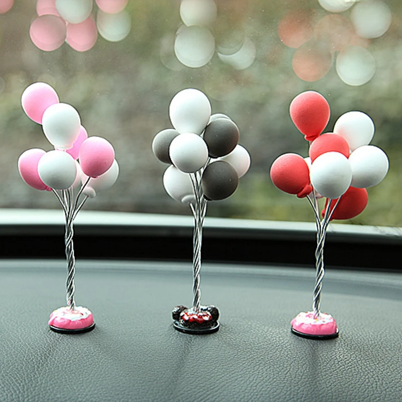 Красочные воздушные шары, украшения для автомобиля, милый мини-мультяшный автомобиль, Креативные украшения, автомобильные аксессуары для девочек, аксессуары для приборной панели