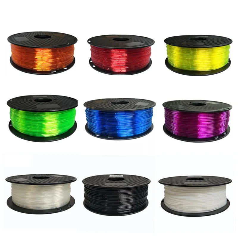 유연한 필라멘트 TPU 1.75mm 1KG 3D 필라멘트 TPU 인쇄 재료 3D 프린터 TPU 필라멘트 용 투명 필라멘트 청록색
