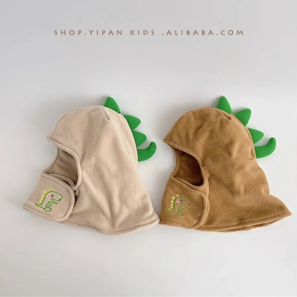 Plush Windproof Protection Ear Hats One Piece Shawl Baby Hat Scarf Baby Dinosaur Mask Earmuffs Warm Plush Pullover Hats Children