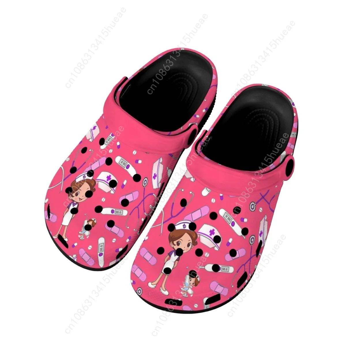 2023 New Cute Nurse Print Non-slip Garden Shoes Fashion Hospital Work Medical Sandals  Female Classic Outdoor Casual Slippers