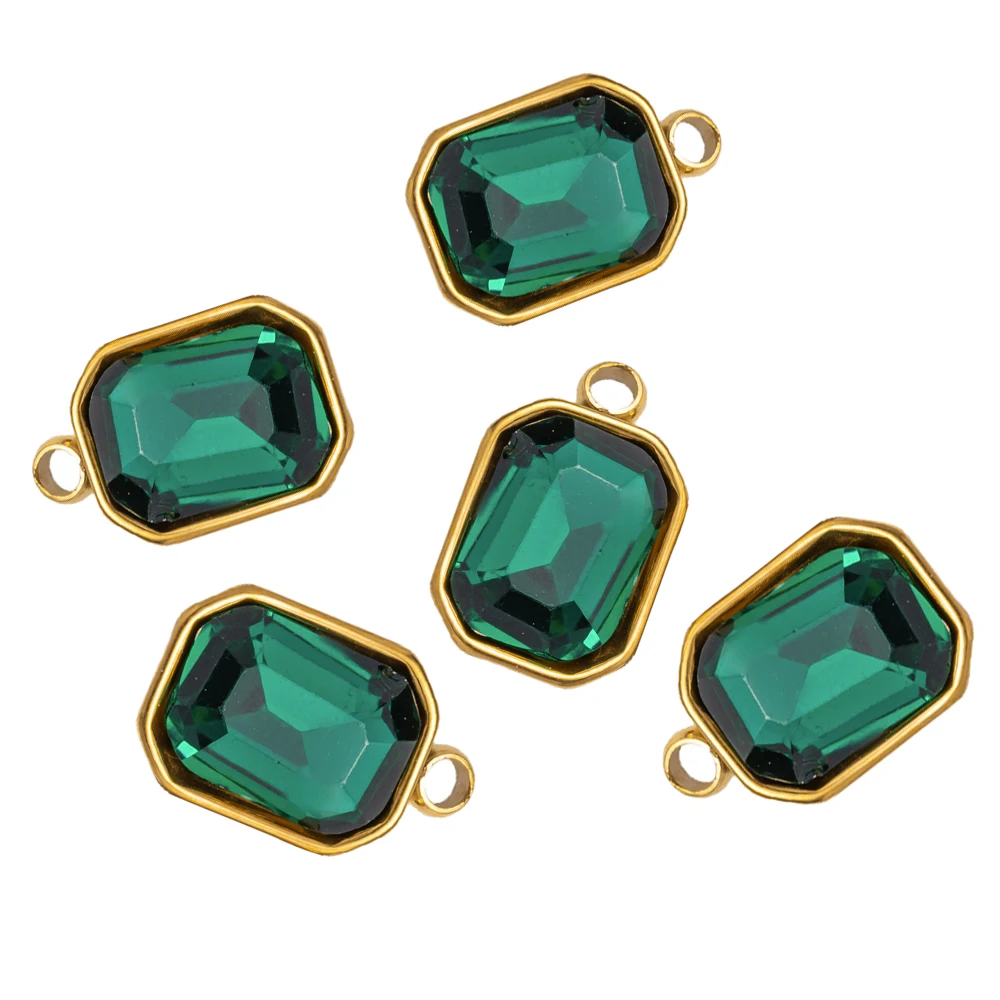 10 Stück Edelstahl Rechteck Glas Strass Charms Kristall Baumeln Anhänger für Schmuck Machen DIY Halskette Armband Zubehör
