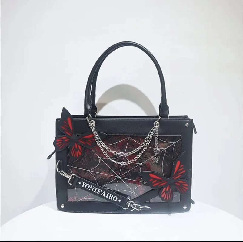 Borse a tracolla con catena a farfalla Sweet Y2k Lolita Borsa gotica alla moda Haruku Ita Borse trasparenti da donna chic giapponesi_voghion.com