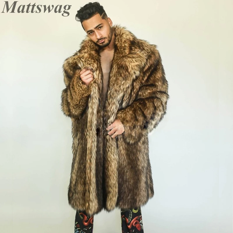 

2023 Winter Warm Faux Fur Coat Jacket For Men Thicken Luxurious Fluffy Faux Fuzzy Hip Hop Parka Fashion Daily Overcoat Outerwear