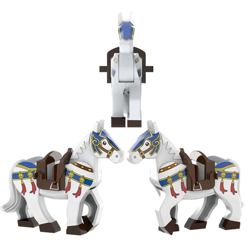 MOC-Jogo Militar Figuras Blocos De Construção, Cavaleiros Do Templo,  Soldados Do Hospital, Armas Acessórios, Cavalo De Guerra Medieval, Tijolos