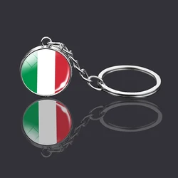 Patriotic Flag Keychain with Durable Metal Ring & Elegant Glass Charm - Perfect for Keys, Bags, and Celebrations (Italy)